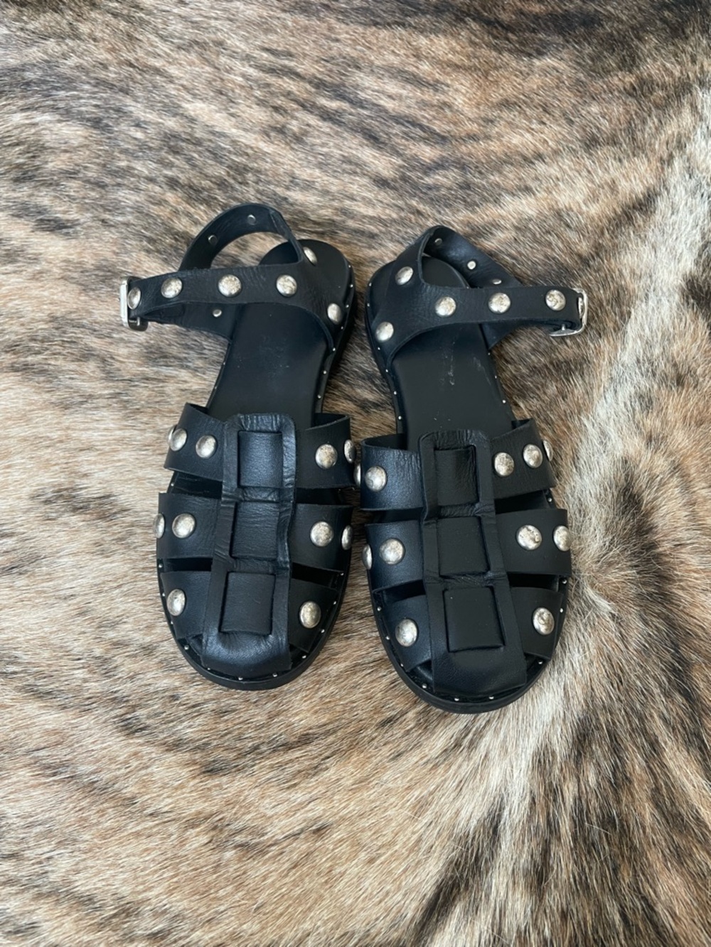 Freda Salvador Sera Black Studded Fisherman Sandals 8